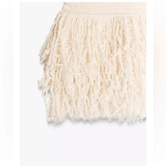 ZARA FRINGED CHECK KNIT SKIRT - Picture 6 of 6